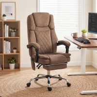 HOMCOM Fauteuil Bureau Massant Vibrant et Chauffant, Chaise Bureau Ergonomique en Velours Imprimé, Dossier Inclinable, Marron(m-14)