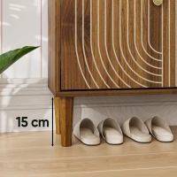 Minimalist Walnut Shoe Storage Cabinet with 2 Flip Drawers, Freestanding Shoe Rack Cabinet for Entryway, 60L x 24W x 96H cm, Walnut(m-5)
