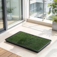 PawHut Dog Toilet Tray, Dog Grass Pee Pad with Artificial Grass Mat, Drainage System for Puppy Training 88x56.5cm(m-14)