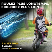 HOMCOM Moto cross électrique enfant moto électrique enfants moteur 350 W batterie 12V 8-16 km/h pneus gonflables 12'' rose(m-6)