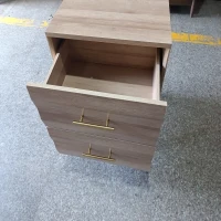 Minimalist Oak Double Drawer Bedside Table with Metal Handles, Modern Bedside Storage Cabinet for Bedroom, 50L x 40W x 58H cm, Oak(m-9)