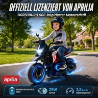 AIYAPLAY APRILIA 6V elektrische kindermotor met lithium-accu, 25W motor, 30° stuurbegrenzing en afneembare zijwieltjes(m-4)