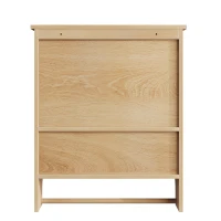 Waterproof Oak Bathroom Cabinet with Towel Rack, Space-Saving Wall-Mounted Vanity for Bathroom Laundry Kitchen, 60L x 20W x 70H cm, Oak(m-9)