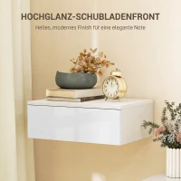 HOMCOM 2er-Set Nachttische, wandmontiertes Design, Schublade, für Schlafzimmer, Spanplatte, Weiß(m-6)