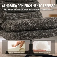HOMCOM Poltrona Giratória em Chenille com Apoio para os Pés Ajustável Acolchoamento Espesso Cinza(m-6)