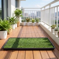 PawHut Dog Toilet Tray, Dog Grass Pee Pad with Artificial Grass Mat, Drainage System for Puppy Training 88x56.5cm(m-8)