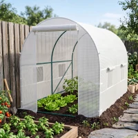 Outsunny 245 x 200cm Polytunnel Greenhouse - White(m-9)