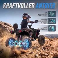 AIYAPLAY Elektrische kinderquad 24V, 2-zits ATV, 4-6 km/u, lithium-accu, 2 x 120W motoren, 4-wielvering(m-4)