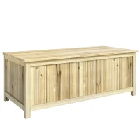 Outsunny Bancă de Depozitare pentru Grădină de 172L din Lemn de Brad, 120x55x45cm, Culoare Lemn(m-1)