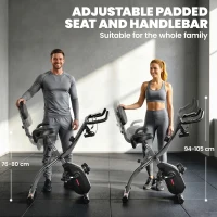 SPORTNOW 4-In-1 Folding Exercise Bike with Resistance Bands, Bluetooth App, 8-Level Magnetic Resistance, LCD Display, Black(m-7)