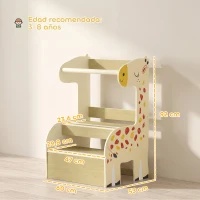AIYAPLAY Torre de Aprendizaje Montessori Infantil Diseño de Jirafa de Madera con 2 Escalones Anchos Barandilla 3-8 Años Amarillo(m-3)