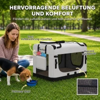 PawHut Draagtas voor huisdieren, zachte hondendraagtas met veiligheidsriem, kussen en voerbak, lichtgrijs(m-7)