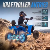 AIYAPLAY Elektrische kinderquad 24V, 2-zits ATV, 4-6 km/u, met lithium-accu, 2 x 120W motoren, 4-wielvering(m-4)