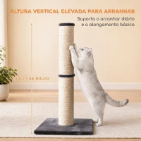 PawHut Arranhador para Gatos 80 cm com Corda de Sisal e Base em Pelúcia, Cinzento-Escuro(m-6)