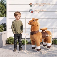 AIYAPLAY Reitpferd auf Rollen Spielpferd zum Reiten mit 4 Rädern Griffe Fußstütze, 95 cm hoch bis 40 kg, für Kinder 4-12 Jahren(m-3)