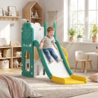 AIYAPLAY Toboggan pour tout-petits 5 en 1 toboggan autoportant pour enfant avec panier de basket, télescope, 178x70x86cm, jaune(m-9)