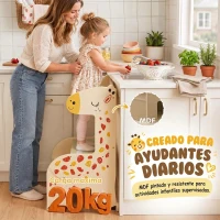 AIYAPLAY Torre de Aprendizaje Montessori Infantil Diseño de Jirafa de Madera con 2 Escalones Anchos Barandilla 3-8 Años Amarillo(m-7)