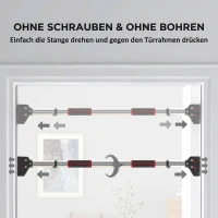 SPORTNOW Klimmzugstange für Türrahmen, verstellbar, ohne Bohren, Stahl, bis 200 kg, 72-109 x 10 x 7 cm, Schwarz/Rot(m-5)