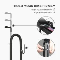 SPORTNOW Vertical and Horizontal Bike Rack Bicycle, Storage Stand with Adjustable Hooks, for 24"-29" Wheels, 700c Bike(m-6)