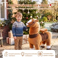 AIYAPLAY Reitpferd auf Rollen Spielpferd zum Reiten mit 4 Rädern Griffe Fußstütze, 95 cm hoch bis 40 kg, für Kinder 4-12 Jahren(m-7)