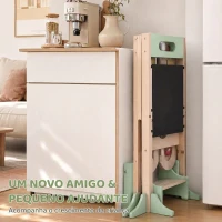 AIYAPLAY Torre de Aprendizagem Infantil Montessori 6 em 1 com Quadro, Banco de Cozinha para Crianças dos 2 aos 6 Anos, Verde(m-7)
