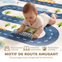 AIYAPLAY Tapis de Jeu pour Enfants Tapis de Chambre d'Enfant en Mousse Épaisseur 3 cm Motif Route Base Antidérapante 150x200cm(m-6)