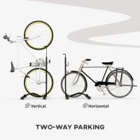 SPORTNOW Vertical and Horizontal Bike Rack Bicycle, Storage Stand with Adjustable Hooks, for 24"-29" Wheels, 700c Bike(m-4)