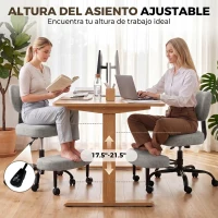 HOMCOM Silla de Oficina Ergonómica para Piernas Cruzadas Giratoria 360° Ruedas PU Altura Ajustable para TDAH Meditación Gris(m-5)