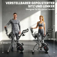 SPORTNOW 3-in-1 Opvouwbare Hometrainer Fiets Stil Lig-ergometer met LCD Monitor Bluetooth Hartslagmeter Weerstandsband(m-7)
