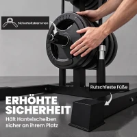 SPORTNOW Hantelscheibenständer mit 6 Stangen, Gewichtsständer mit 25/50 mm Scheibenaufnahme Halterung 2 Sicherungsclips(m-6)