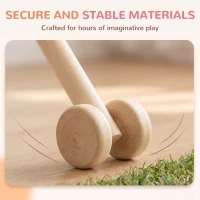 AIYAPLAY Hobby Horse with Wood Wheels, Stick Horse with Grip Handle, Sound, Plush Hobby Horse Toy for Imaginative Play, Pink(m-7)