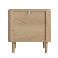 Nordic Farmhouse Bedside Table with 2 Drawers, Practical Oak Storage Side Cabinet for Bedroom Living Room, 57L x 40W x 57H cm, Oak(m-14)