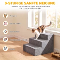 PawHut Hundetreppe 3-Stufig Abnehmbarer Bezug Für Kleine Hunde 35 cm Dunkelgrau(m-4)