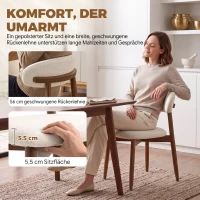 HOMCOM Esszimmerstühle atmungsaktives Kunstleinen Küchenstühle Holzbeine 2er Set Cremeweiß(m-6)