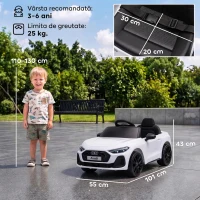 AIYAPLAY Mașină Electrică pentru Copii 12V Audi A5L cu Telecomandă, Baterie cu Litiu, 2 Motoare, Telecomandă, Roz(m-3)
