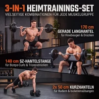 SPORTNOW 3 in 1 Hanteln Set 50 kg verstellbar 2er Hantelset mit Verbindungsrohr EZ-Curl-Stange Rutschfest ür Männer und Frauen(m-4)