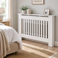 HOMCOM Cache-radiateur couverture radiateur Design couverture radiateur Panneau Cabinet 112L x 19l x 81H cm MDF Blanc(m-10)