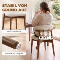 HOMCOM Esszimmerstühle atmungsaktives Kunstleinen Küchenstühle Holzbeine 2er Set Cremeweiß(m-5)