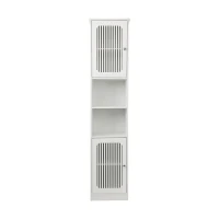 Tall Bathroom Cabinet with Louvered Doors and Adjustable Shelves, Slim Storage Unit for Bathroom and Hallway, 36L x 30W x 163H cm, White(m-2)