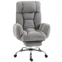 HOMCOM Executive Office Chair Height Adjustable Desk Chair Reclining Flip-up Armrest Footrest, Grey(m-1)