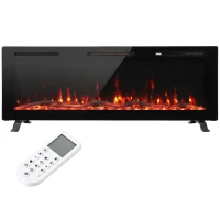 HOMCOM Elektrokamin ultradünn für Wandeinbau und Wandmontage Elektrischer Kamin mit Fernbedienung 127cm(m-12)