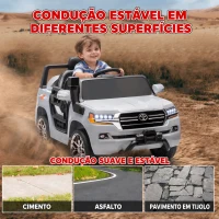 AIYAPLAY Carro Elétrico para Crianças Toyota Land Cruiser 12V com Faróis Buzina Arranque Lento e Música MP3 107x65x55,5 cm Cinza(m-5)