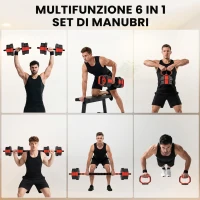 SPORTNOW Set Pesi Palestra 6 in 1 Multifunzione da 20kg Totali in Plastica e Sabbia, 125x18x18 cm, Rosso(m-4)