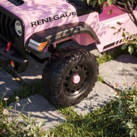 AIYAPLAY Fuoristrada Elettrica per Bambini 12V, Batteria al Litio, 2 Motori, Sospensioni, Telecomando, 2-4 Anni, Rosa(m-9)