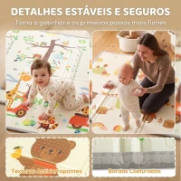 AIYAPLAY Tapete Infantil Dobrável e Reversível 200x180 cm Antiderrapante e Impermeável Design Árvore e Floresta(m-7)