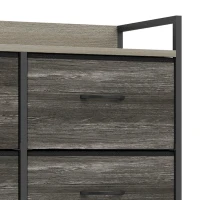 HOMCOM Commode, Meuble de Rangement pour Chambre, 6 Tiroirs en Tissu en Lin, Cadre en Acier, 80 x 29 x 85 cm, Gris(m-13)