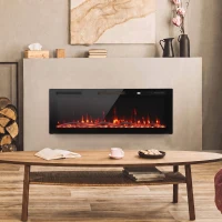 HOMCOM Elektrokamin ultradünn für Wandeinbau und Wandmontage Elektrischer Kamin mit Fernbedienung 127cm(m-8)