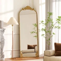 HOMCOM Specchio da Terra e da Appoggio in Stile Vintage 180x75 cm, Oro(m-8)