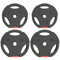 SPORTNOW 4er Gewichtsplatten-Set für Training, Fitnessstudio, Heimtraining, Stärke-Training, 2 x 7,5 kg und 2 x 5 kg, Schwarz(m-11)