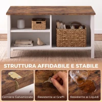 HOMCOM Cassapanca Contenitore con Coperchio Sollevabile, 80x60x40 cm, Marrone Rustico(m-7)